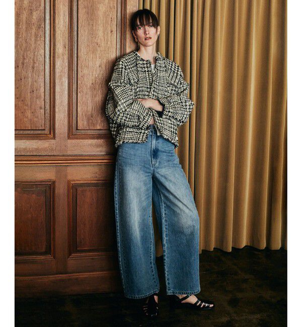 allureville「サイド切替オーバルデニムパンツ」|チノ|ブルー