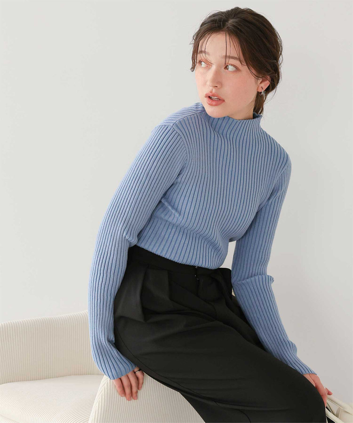 titivate「ウォッシャブルボトルネック配色デザインニット」|ニット・セーター|