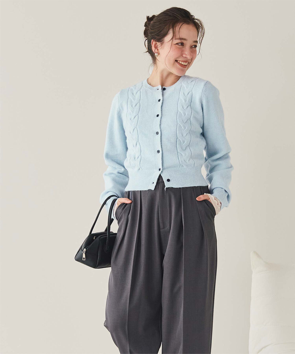 titivate「【いつきさんコラボアイテム】ケーブルデザインニットカーディガン」|ニット・セーター|