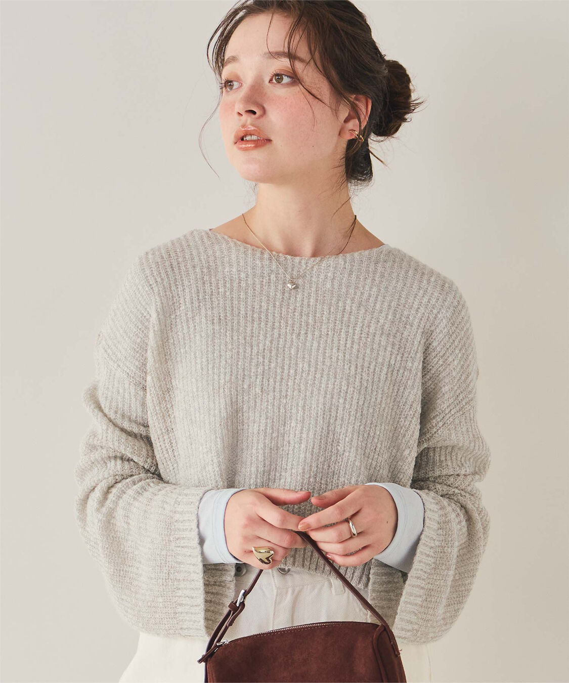 titivate「【いつきさんコラボアイテム】前後2wayリボンデザインシアーローゲージニット」|ニット・セーター|