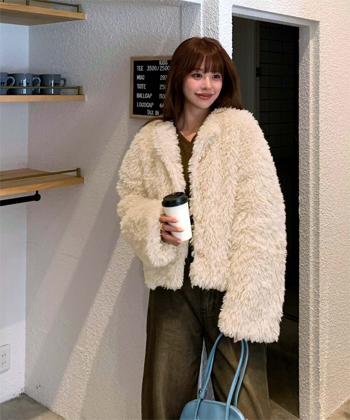 titivate「【いつきさんコラボアイテム】中綿キルティングプードルフェイクファージャケット」|ノーカラージャケット|