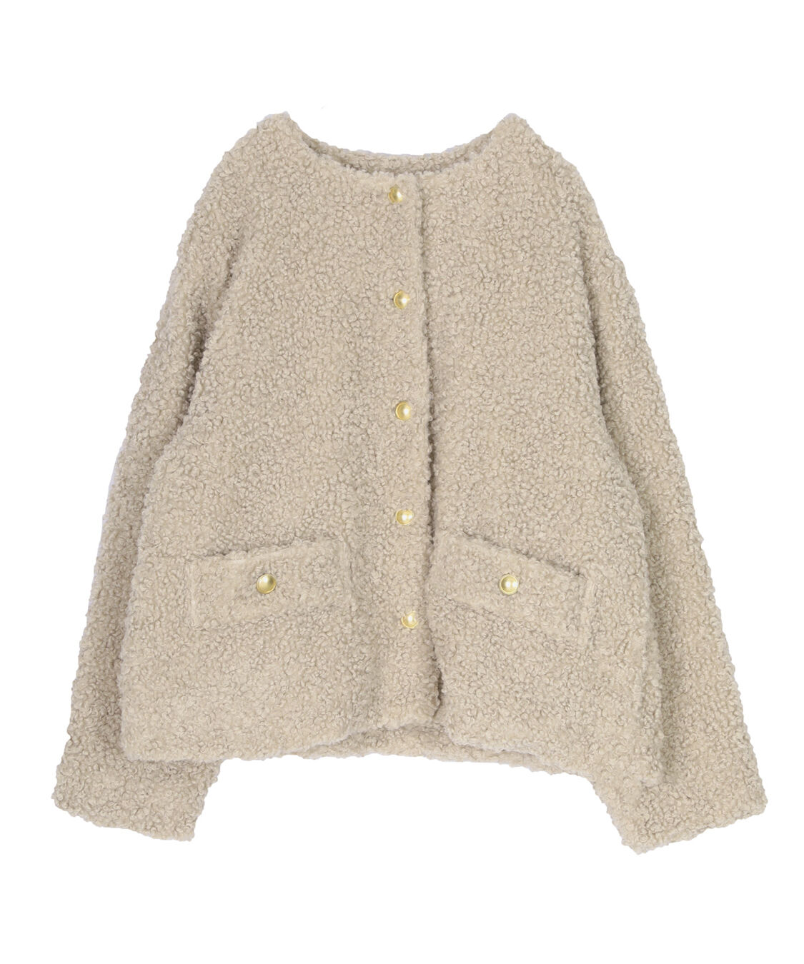 ur's「ボアノーカラーゴールド釦ジャケット」|ノーカラージャケット|