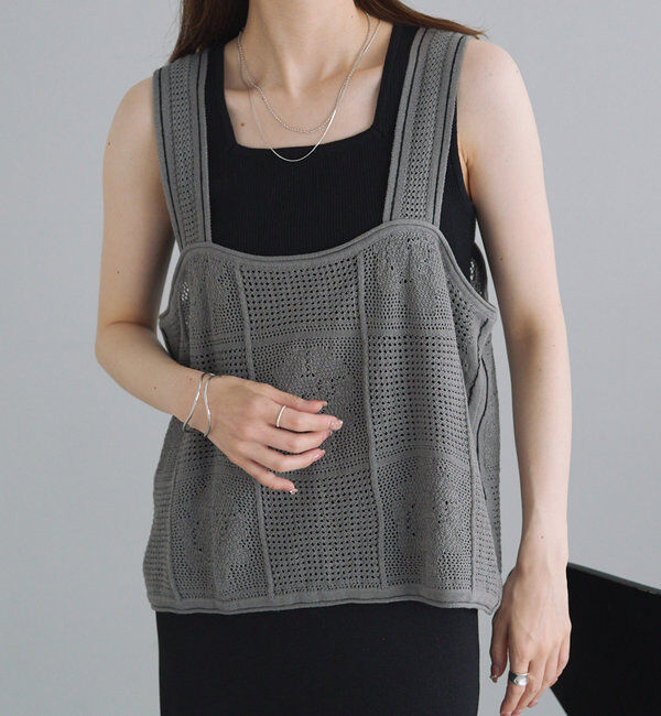  「配色透かし編みビスチェ」|ニット・セーター|