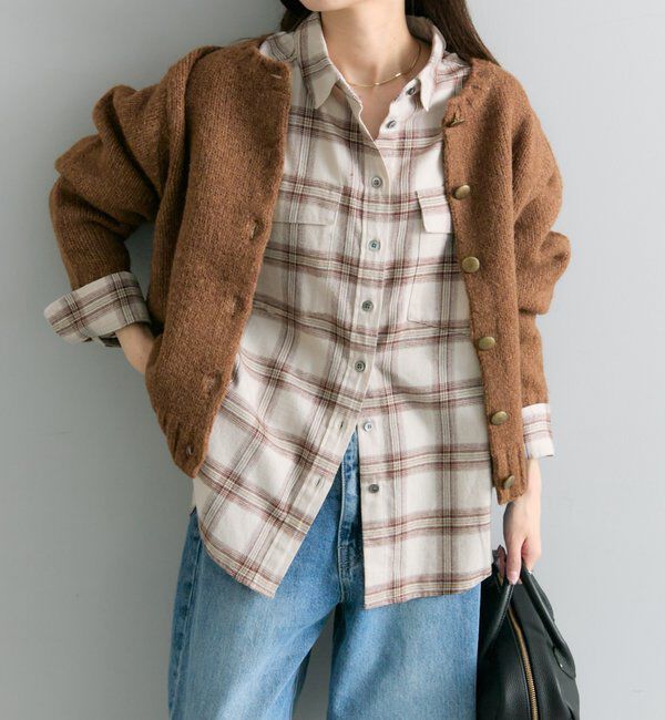  「ダブルポケット起毛チェックシャツ」|シャツ・ブラウス|クリーム