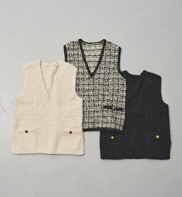  「ツィードライクニットベスト」|ニット・セーター|