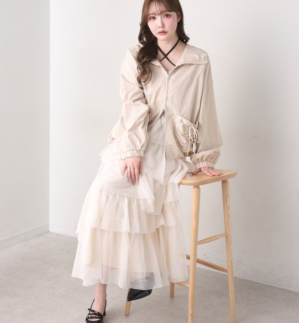  「ドロストリボンポケット付きマウンテンパーカー」|ダウンベスト・ベスト|