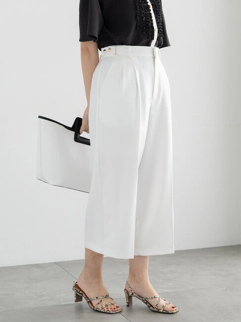 Te chichi「サイドベルトワイドクロップトパンツ」|その他|オフホワイト