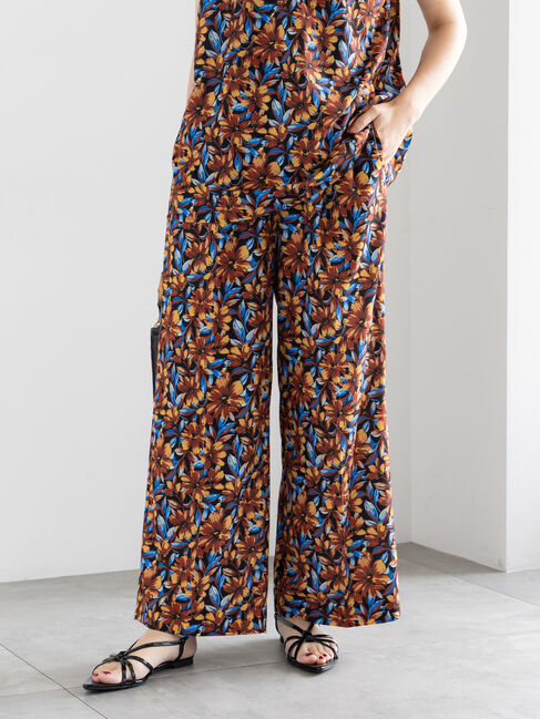 Te chichi「フラワープリントパンツ（セットアップ可）」|その他|オレンジ