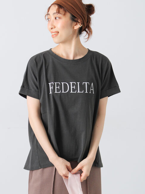 Lugnoncure「ピグメントロゴプリントTシャツ」|Tシャツ・カットソー|チャコールグレー