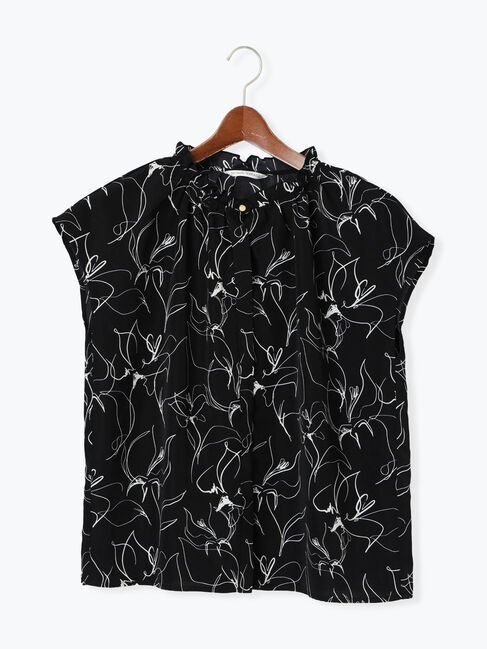 Te chichi TERRASSE「アートラインフリルネックブラウス」|シャツ・ブラウス|ブラック