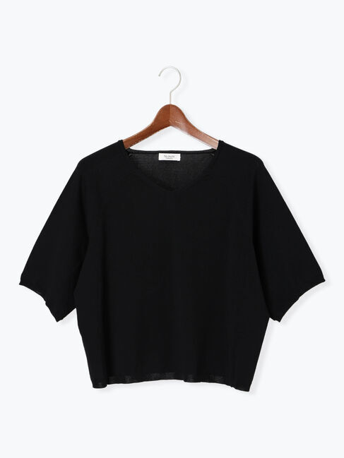 Te chichi TERRASSE「【抗菌防臭】Vネックドルマンニット」|ニット・セーター|ブラック