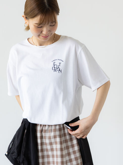 Lugnoncure「前後エンブロイダリーTシャツ」|Tシャツ・カットソー|オフホワイト