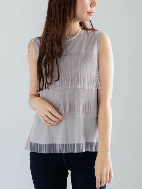 Te chichi「ティアードチュールプリーツブラウス」|シャツ・ブラウス|Ｓグレー
