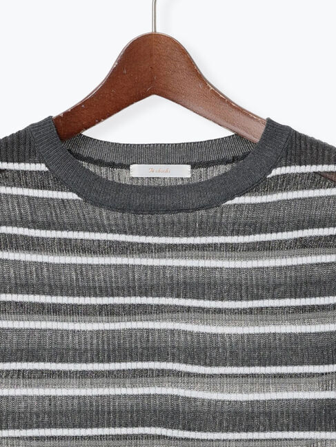 Te chichi「シアーマルチボーダーハーフスリーブニット」|ニット・セーター|