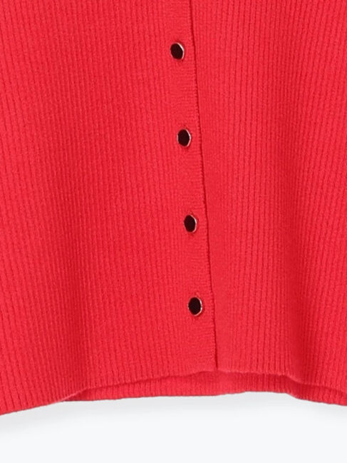 Te chichi「ウェーブメタル釦Vネックリブカーディガン」|カーディガン|