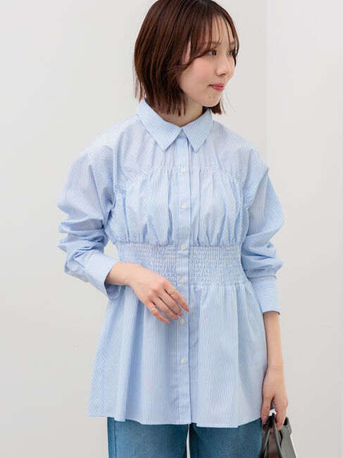 Te chichi「ペプラムシャーリングシャツブラウス」|シャツ・ブラウス|サックスブルー