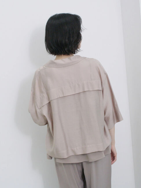 Samansa Mos2 blue「シアー開襟シャツ」|シャツ・ブラウス|