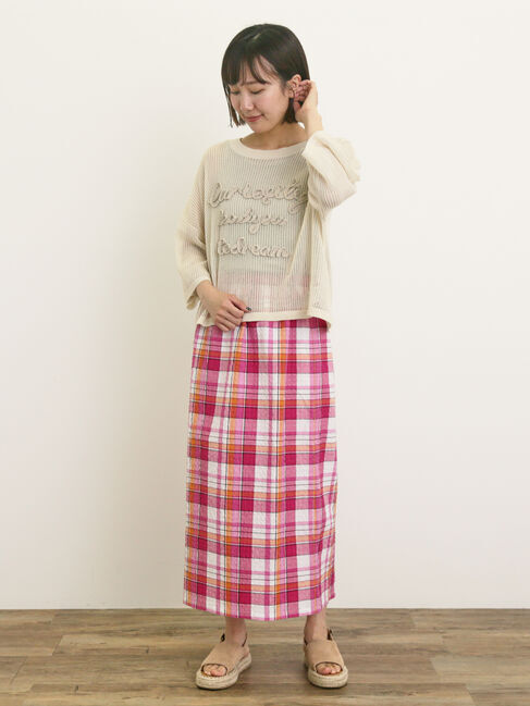 Samansa Mos2「テープロゴ刺繍ニットプルオーバー」|ニット・セーター|