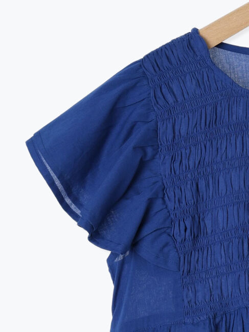 Samansa Mos2 blue「【Made in India】シャーリングブラウス」|シャツ・ブラウス|