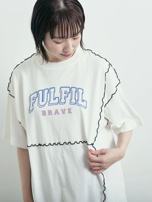 SM2「ピグメント加工メロー切替ロゴプリントTシャツ」|Tシャツ・カットソー|オフホワイト