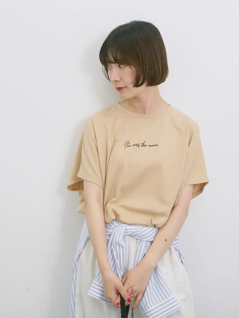 Samansa Mos2 blue「◎【接触冷感】ロゴプリントチュニック」|Tシャツ・カットソー|