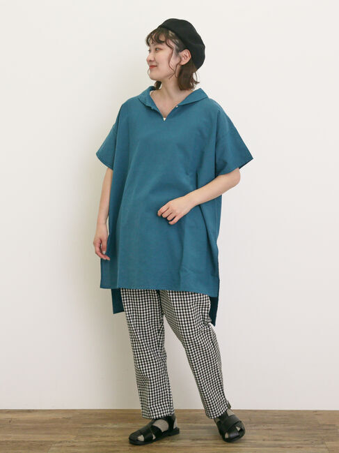 Samansa Mos2「【クールコットン】柄アソートスキッパーチュニック」|シャツ・ブラウス|