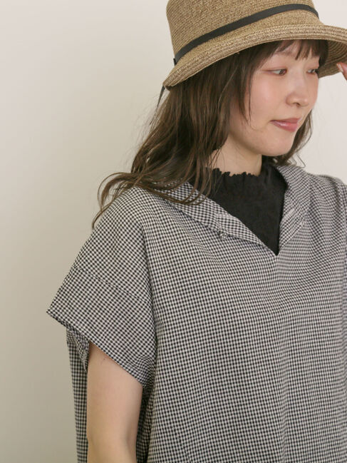 Samansa Mos2「【クールコットン】柄アソートフレンチスリーブチュニック」|シャツ・ブラウス|