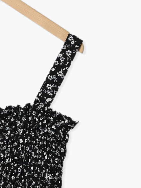 Samansa Mos2 blue「花柄シャーリングワンピース」|ワンピース|