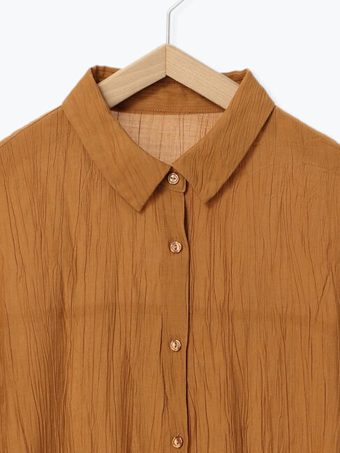 Samansa Mos2 blue「裾ドロスト楊柳シャツ」|シャツ・ブラウス|