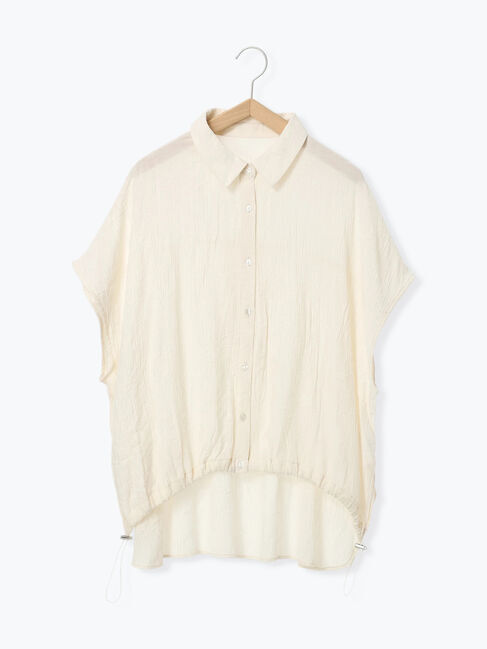 Samansa Mos2 blue「裾ドロスト楊柳シャツ」|シャツ・ブラウス|