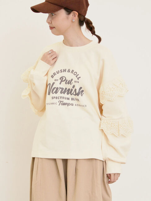 Samansa Mos2「袖フリル切替えスウェット」|Tシャツ・カットソー|キナリ