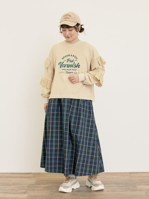 Samansa Mos2「袖フリル切替えスウェット」|Tシャツ・カットソー|