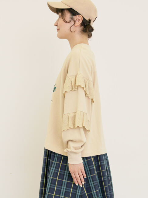 Samansa Mos2「袖フリル切替えスウェット」|Tシャツ・カットソー|