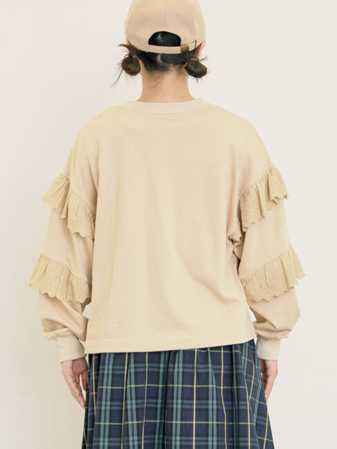 Samansa Mos2「袖フリル切替えスウェット」|Tシャツ・カットソー|