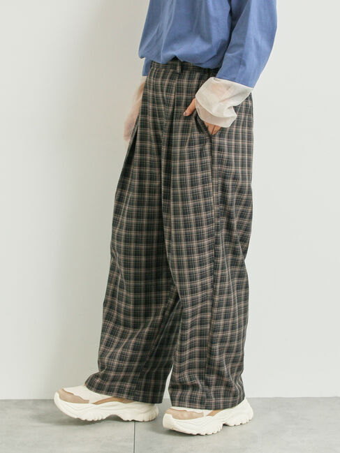 SM2「チェック無地アソートタックパンツ」|その他|ブラック