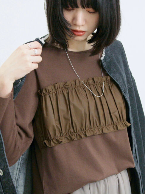 Samansa Mos2 blue「ビスチェドッキングカットソー」|Tシャツ・カットソー|