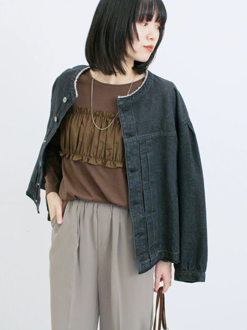 Samansa Mos2 blue「ビスチェドッキングカットソー」|Tシャツ・カットソー|