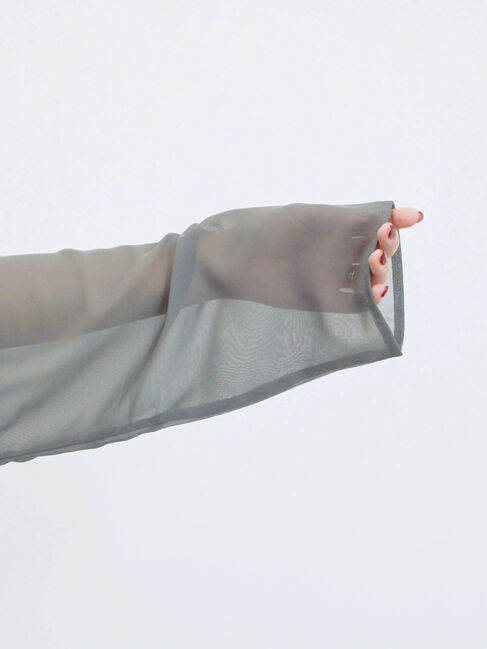 Samansa Mos2 blue「袖シフォンレイヤードプルオーバー」|Tシャツ・カットソー|