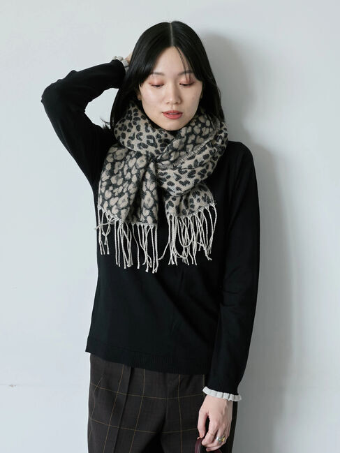 Samansa Mos2 blue「レオパードマフラー」|その他|