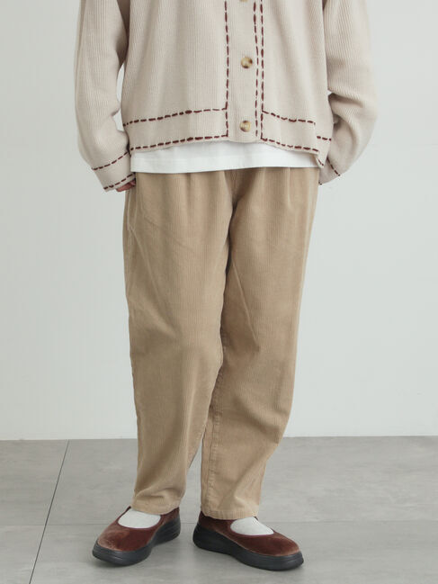 Samansa Mos2「【M/Lサイズ】コーディロイテーパードパンツ」|その他|ベージュ