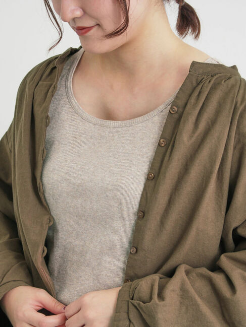 Samansa Mos2「テレコノースリ」|Tシャツ・カットソー|ベージュ