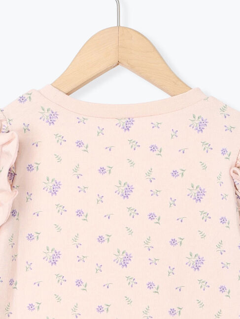 Samansa Mos2 Lagom「肩フリル花柄ロンT」|Tシャツ・カットソー|