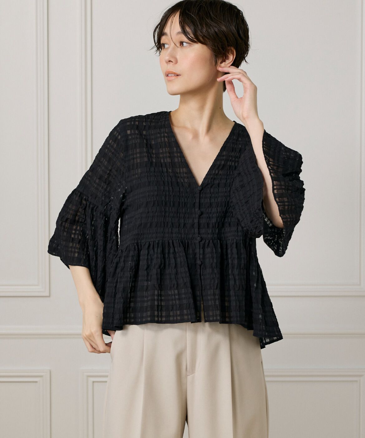 DAY by DAY it&rsquo;s international「シアーチェックペプラムブラウス」|シャツ・ブラウス|