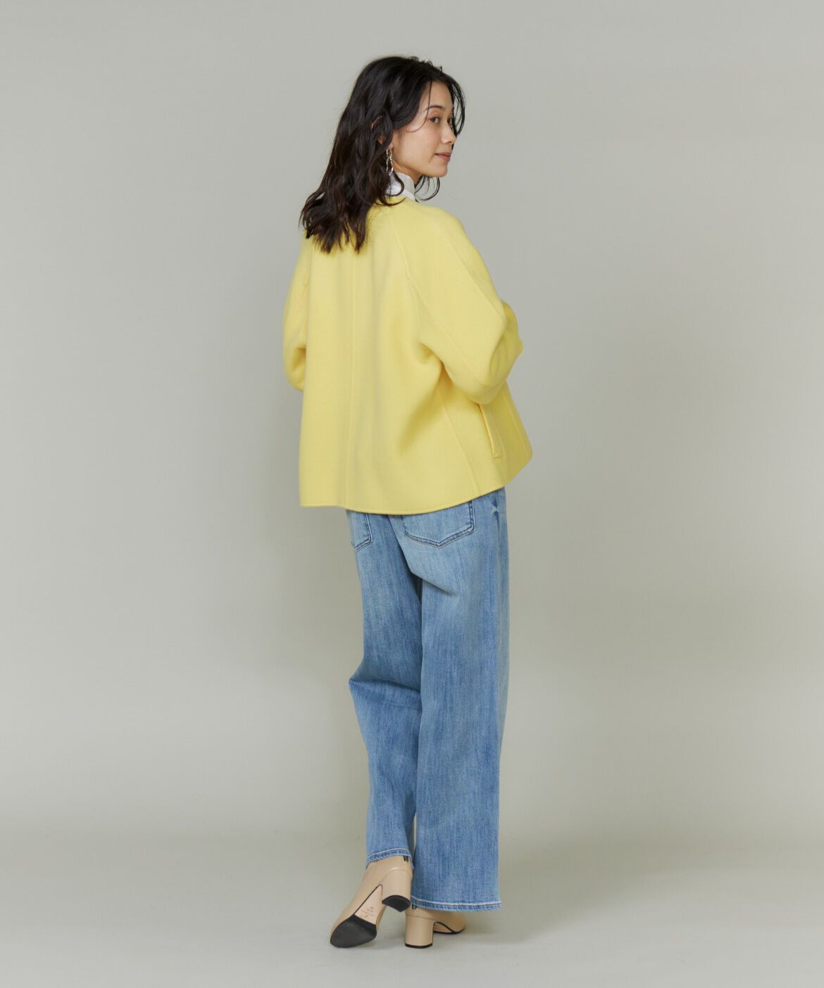 INED「ノーカラーショートコート」|ピーコート|