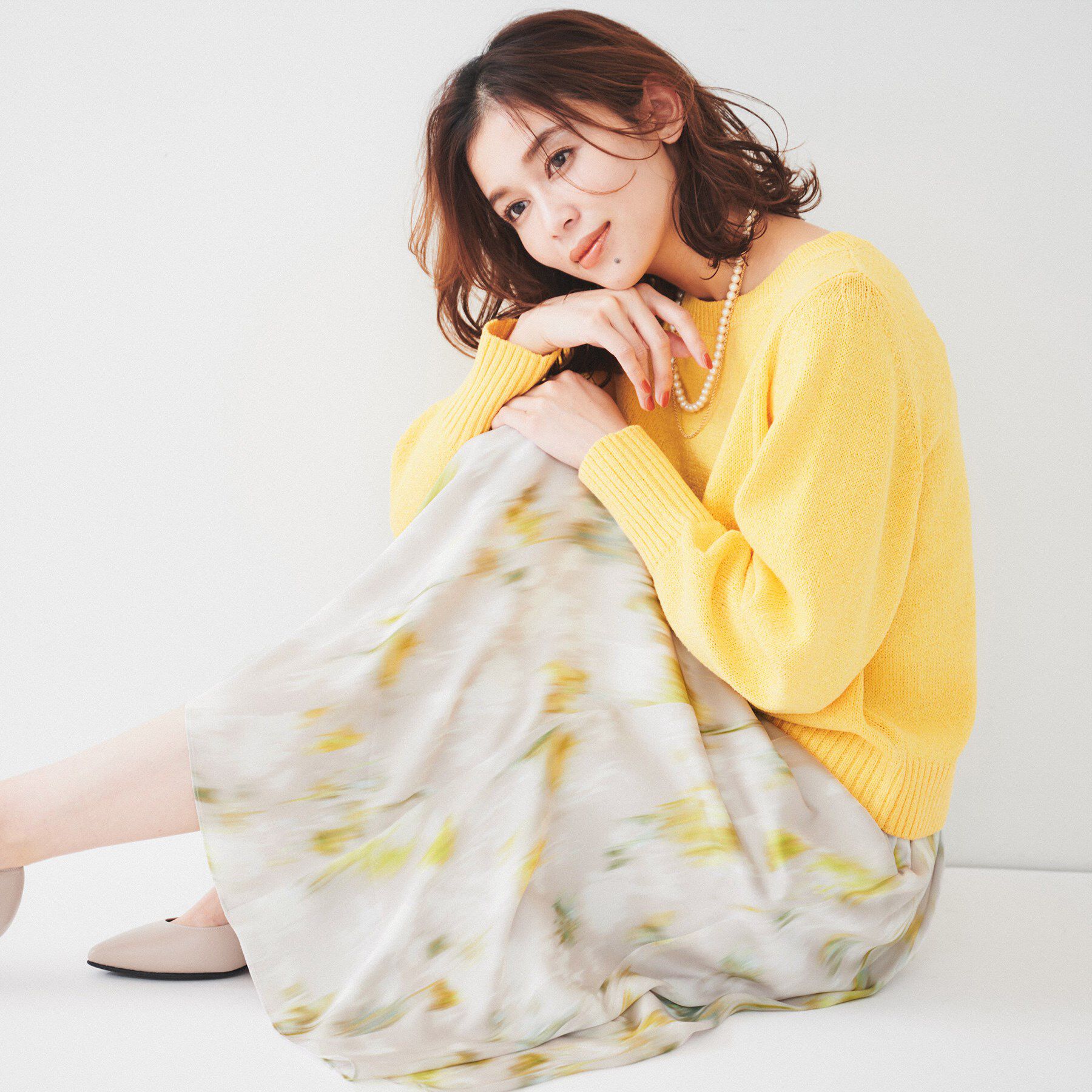 UNTITLED「【後ろウエストゴム/花柄】ぼかしフラワー プリントスカート」|スカート|