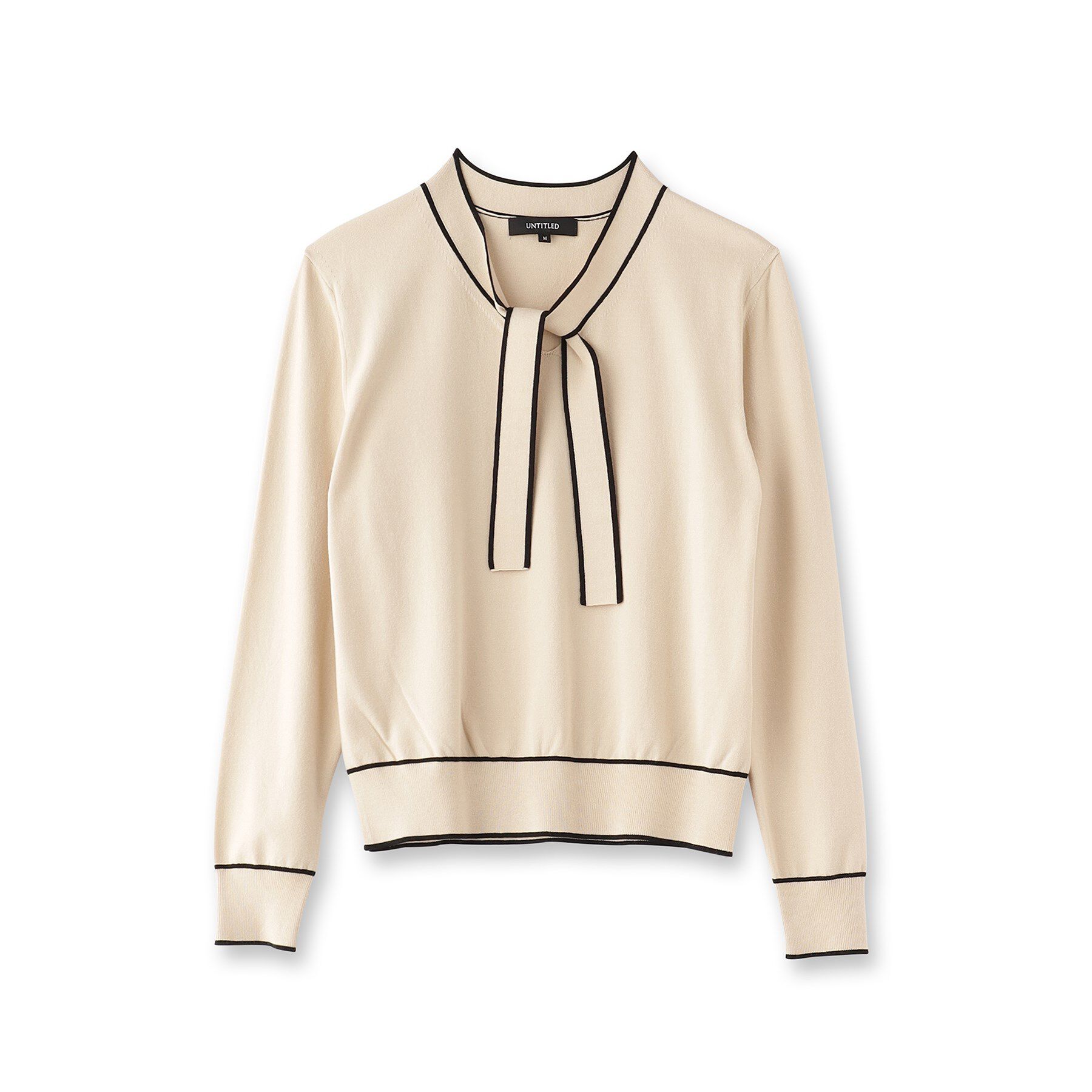 UNTITLED「【アンサンブル可能】ボウタイ 配色プルオーバーニット」|ニット・セーター|