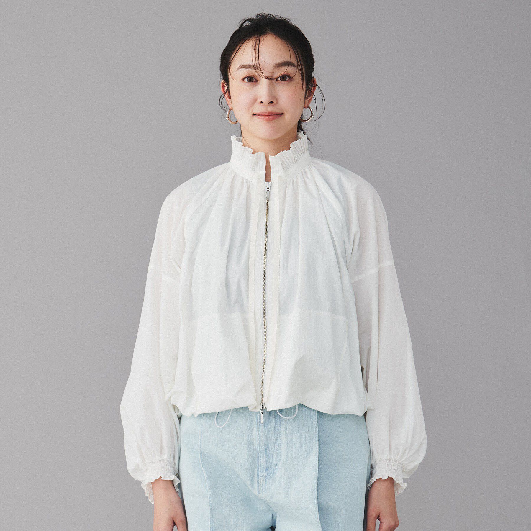 UNTITLED「【MARILYN MOON】プリーツナイロンシアーバルーンブルゾン」|ブルゾン・スタジャン|