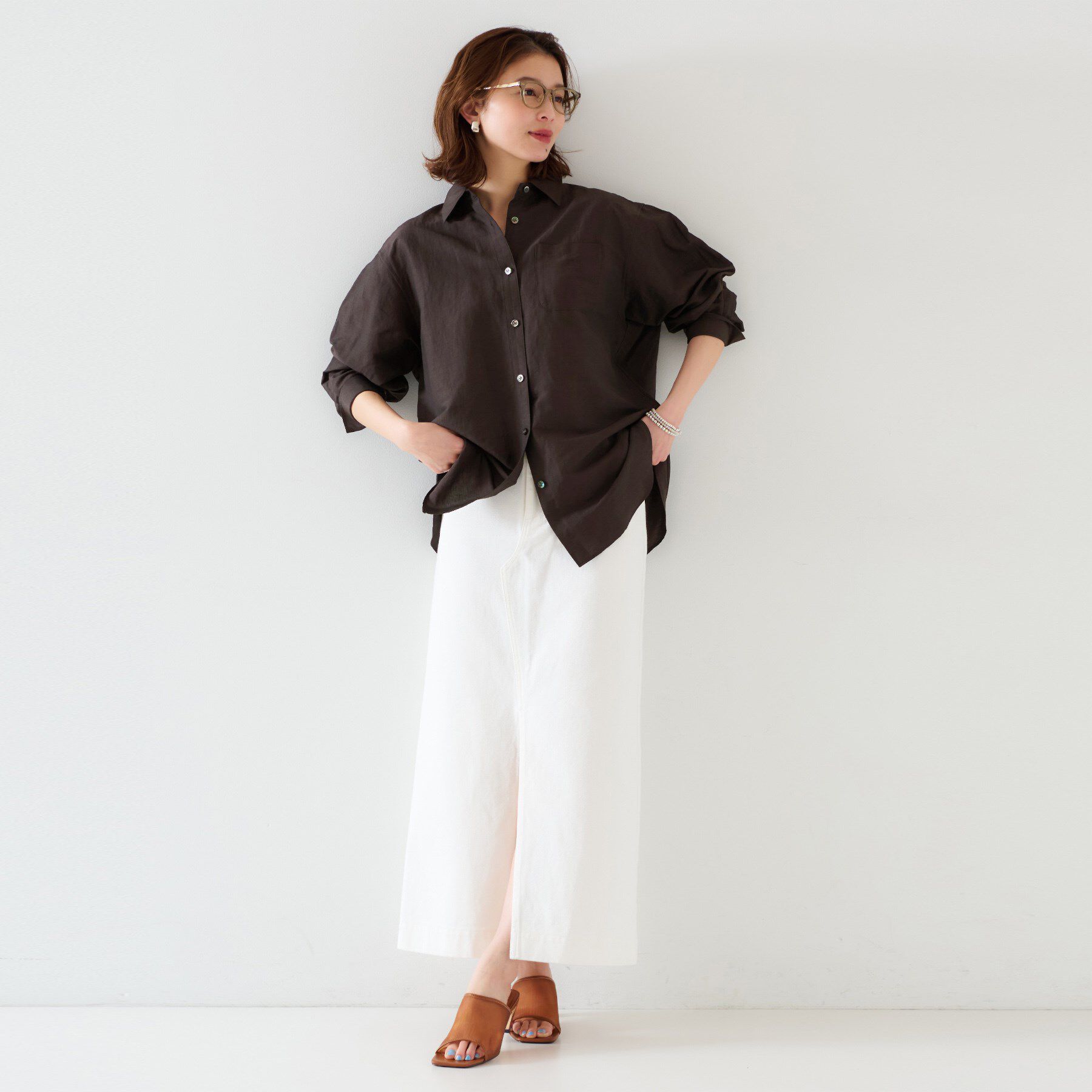 UNTITLED「【セットアップ可能/手洗い可】リネン混 ベーシックシャツ」|シャツ・ブラウス|