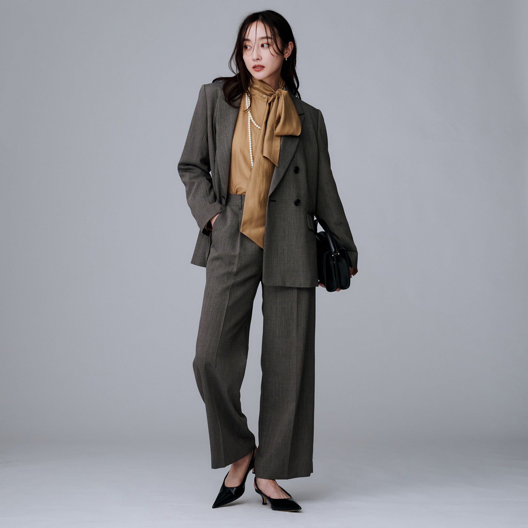 UNTITLED「【ボウタイリボン/バンドカラー/レイヤード】2WAYシアーブラウス」|シャツ・ブラウス|