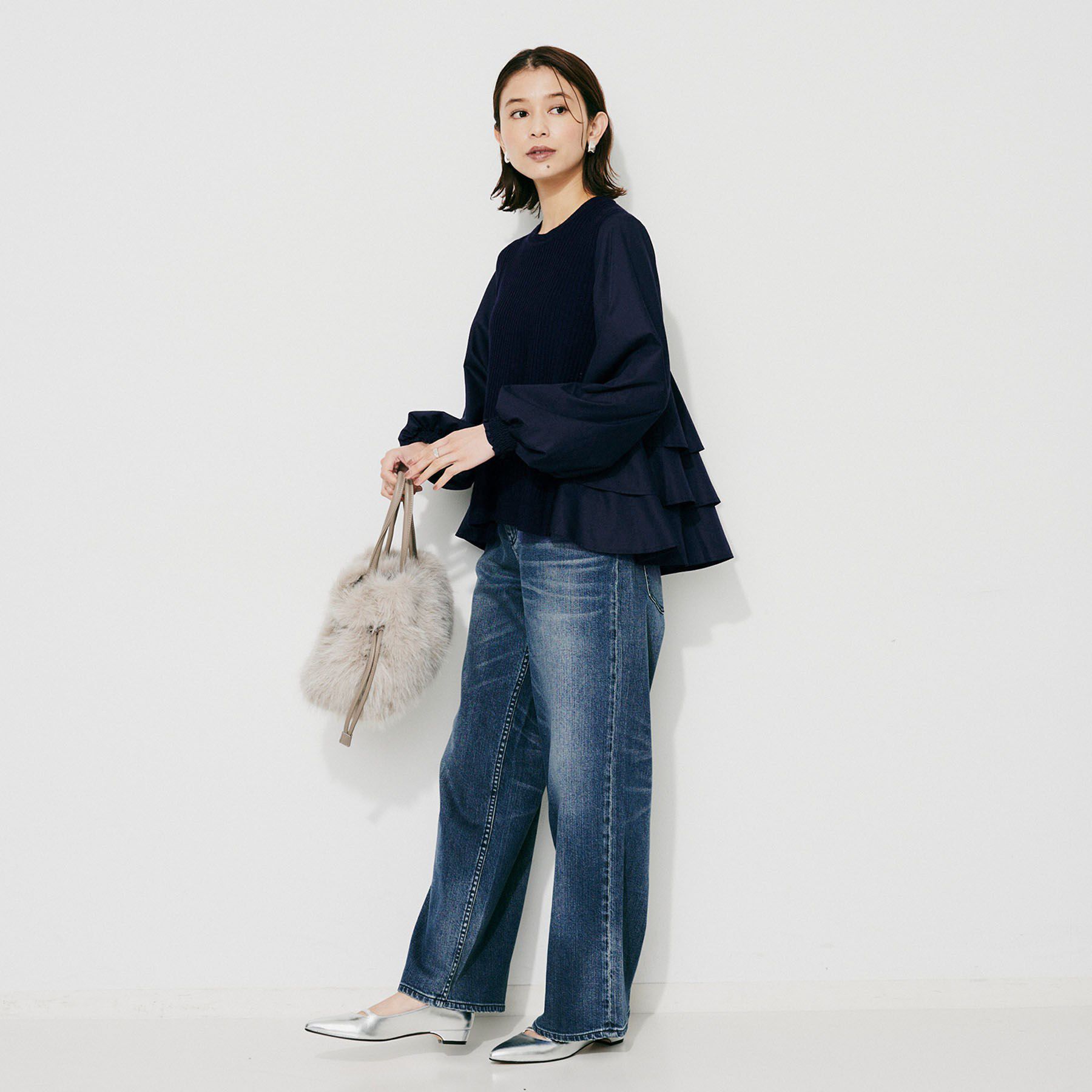 UNTITLED「【TORRAZZO DONNA】ニット&times;ファブリックティアードブラウス」|シャツ・ブラウス|